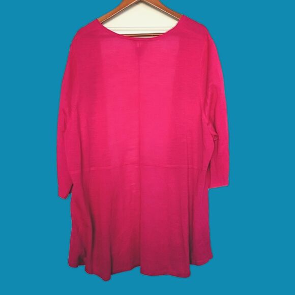 Catherines Open Front Lightweight Cardigan Hot Pink 3/4 Sleeves 3X - Picture 2 of 7